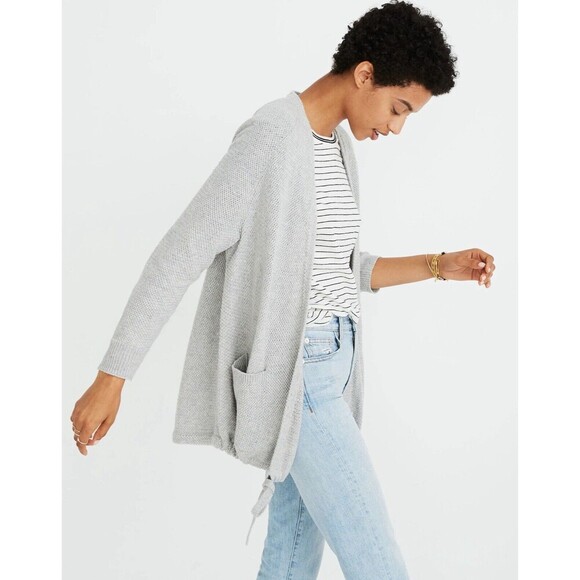 Madewell Palisades Light Gray Longline Cardigan Duster Sweater M Lagenlook Flowy - Picture 3 of 12